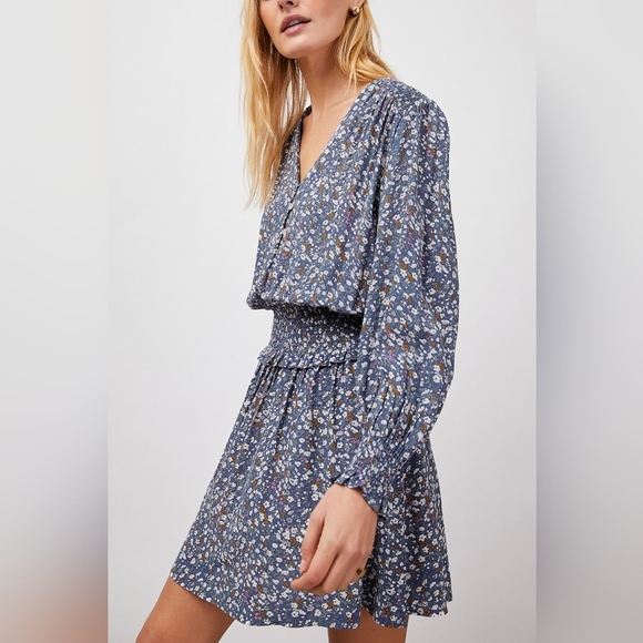 Rails Nwot Zana Blouson Smocked Long Sleeve Mini Dress Size M - Picture 15 of 16